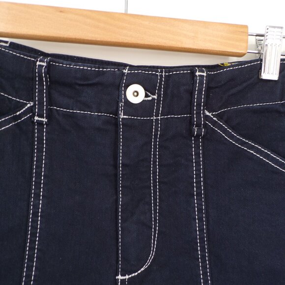 Maeve Anthropologie Wide Leg Pants Dark Blue Contrast Stitching High Waist Sz 25 - Picture 3 of 11